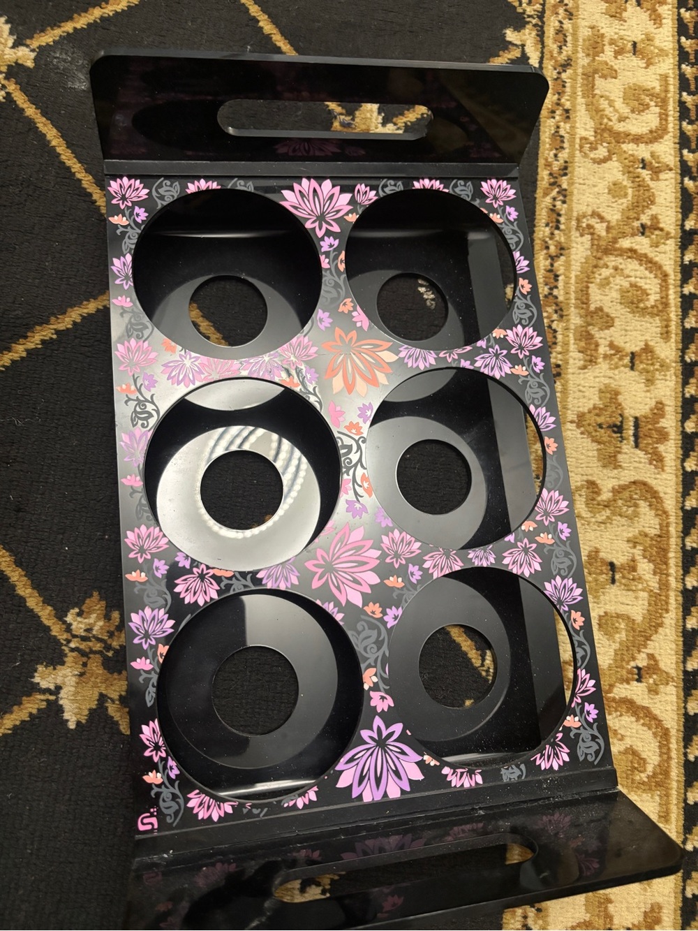 Universal Pink Floral 6-Slot Headphone/Accessory Stand